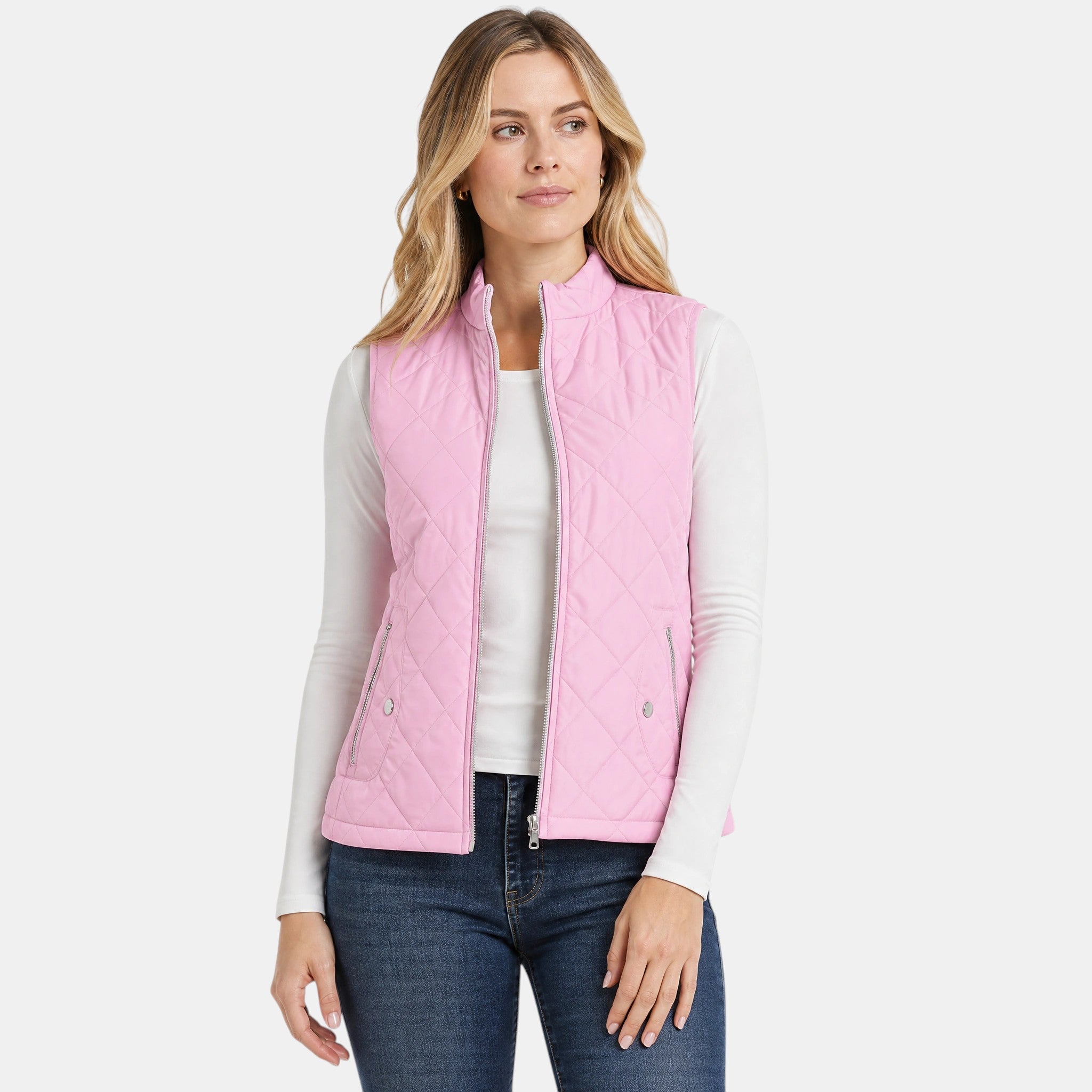 NAJAS | Women's Lightweight Quilted Zip-Up Gilet with Stand Collar