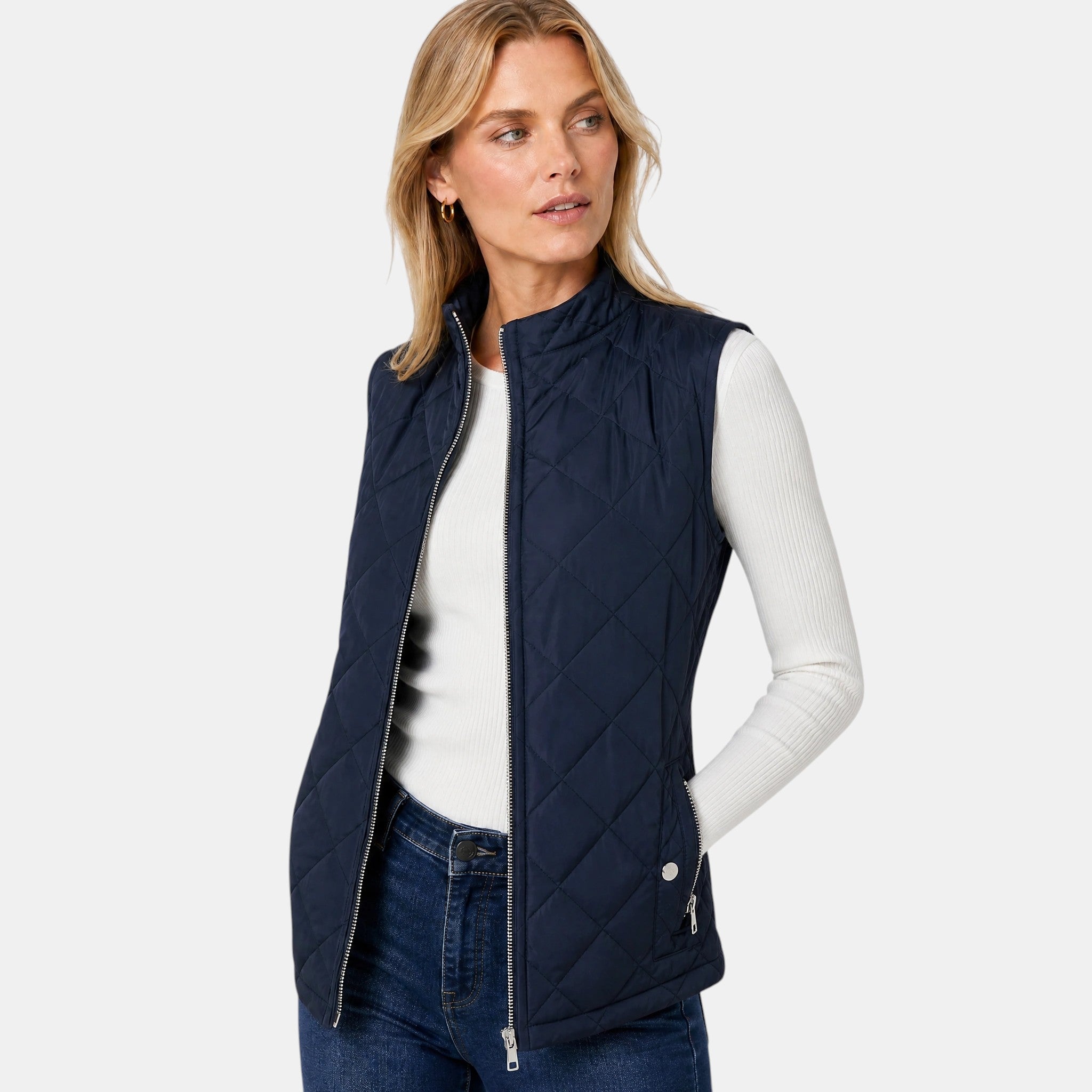 NAJAS | Women's Lightweight Quilted Zip-Up Gilet with Stand Collar