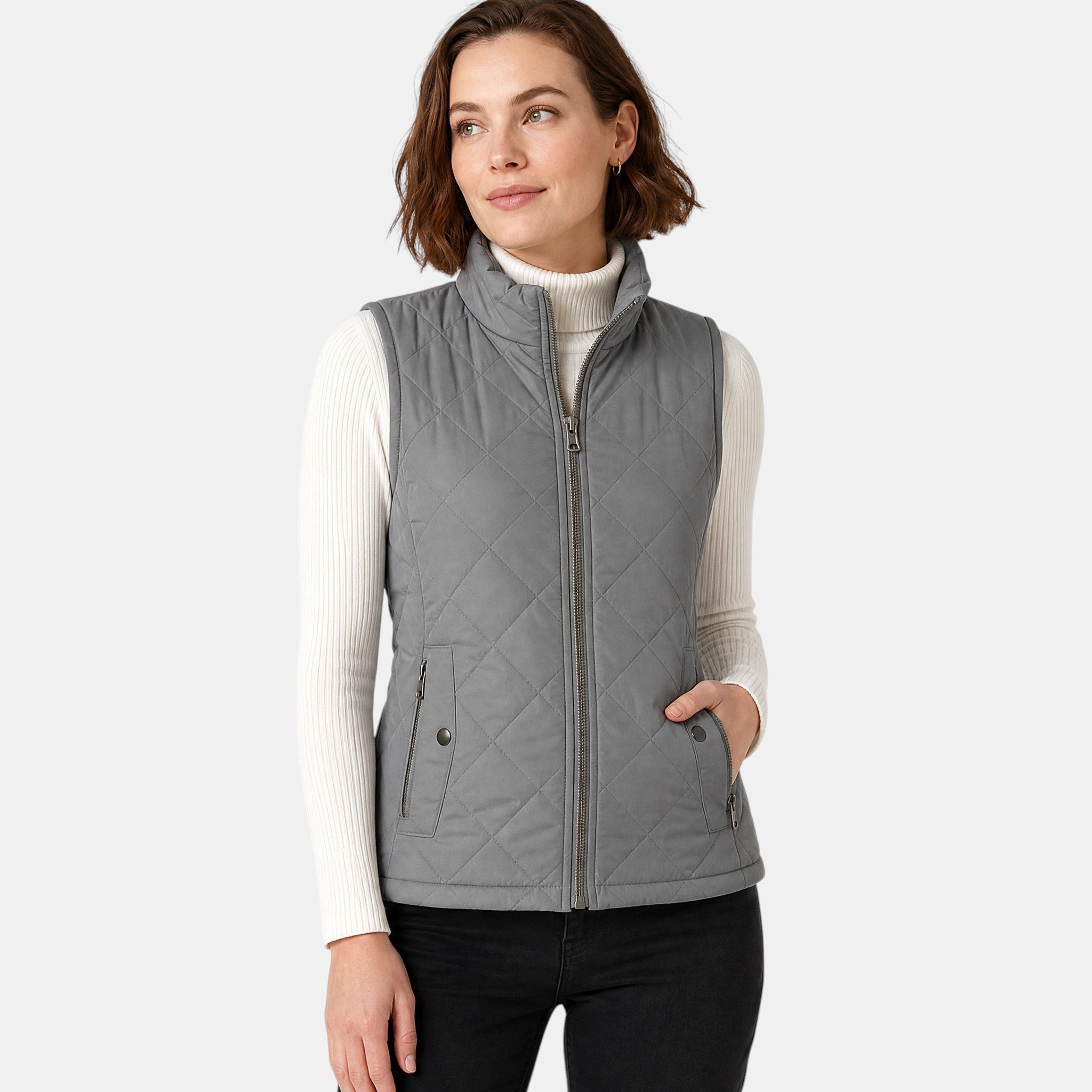 NAJAS | Women's Lightweight Quilted Zip-Up Gilet with Stand Collar