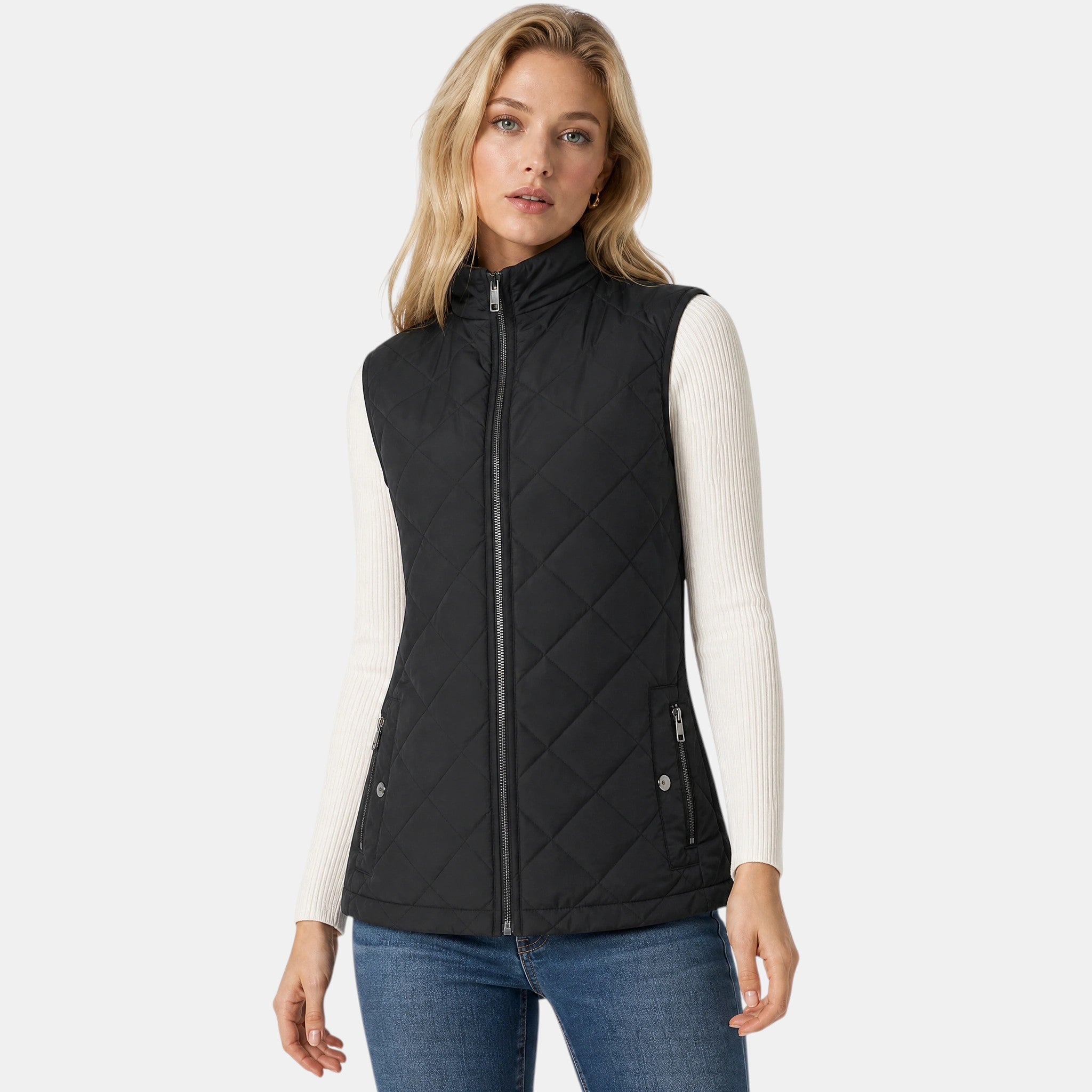 NAJAS | Women's Lightweight Quilted Zip-Up Gilet with Stand Collar