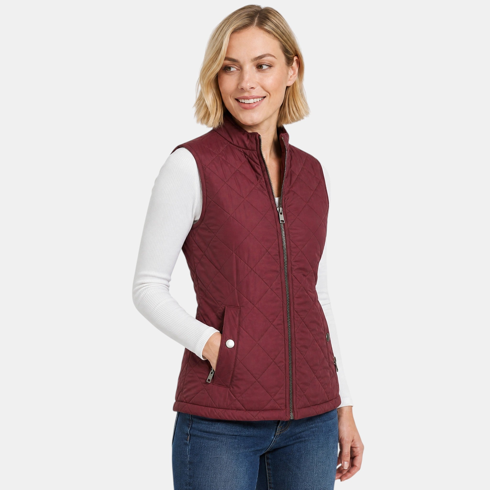 NAJAS | Women's Lightweight Quilted Zip-Up Gilet with Stand Collar