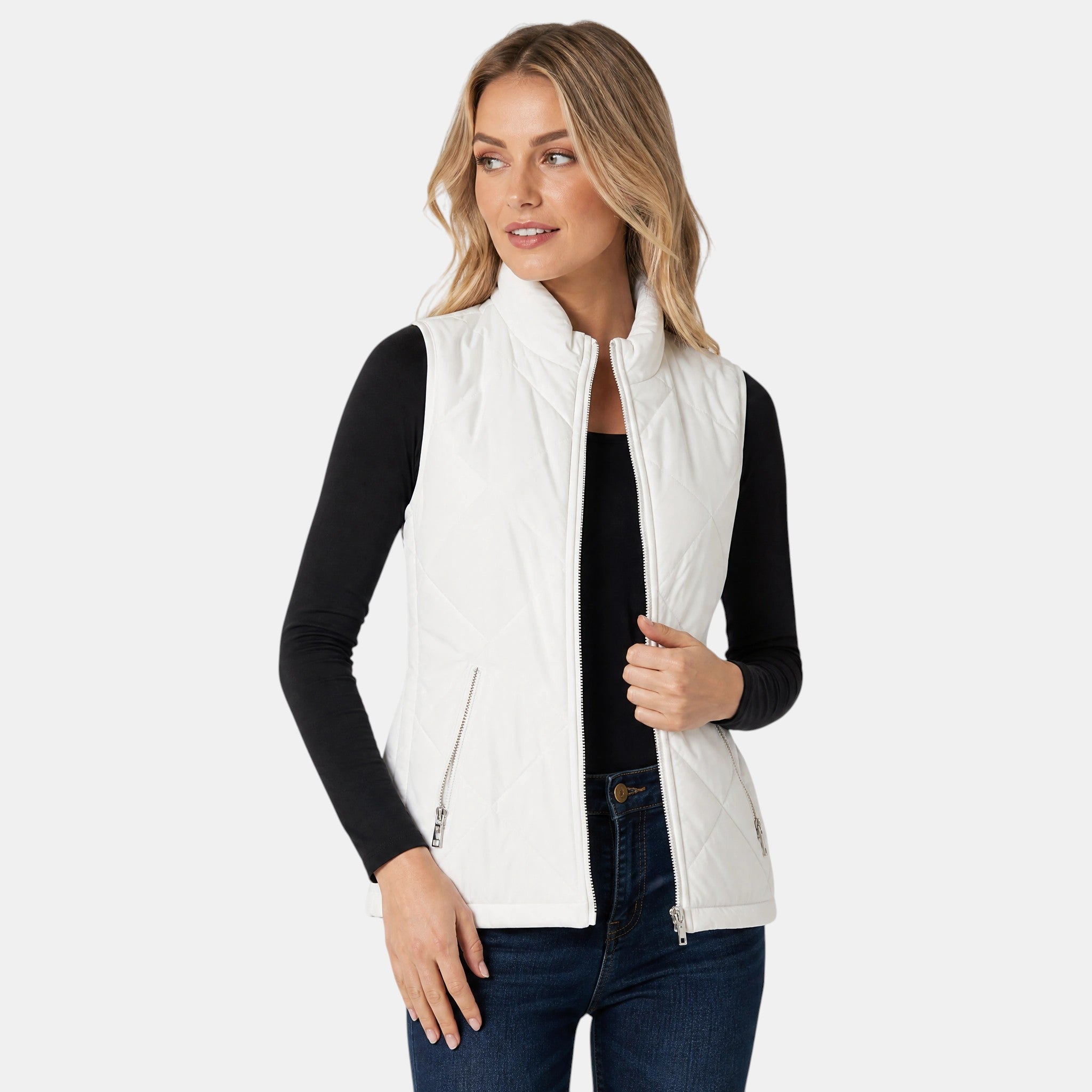 NAJAS | Women's Lightweight Quilted Zip-Up Gilet with Stand Collar