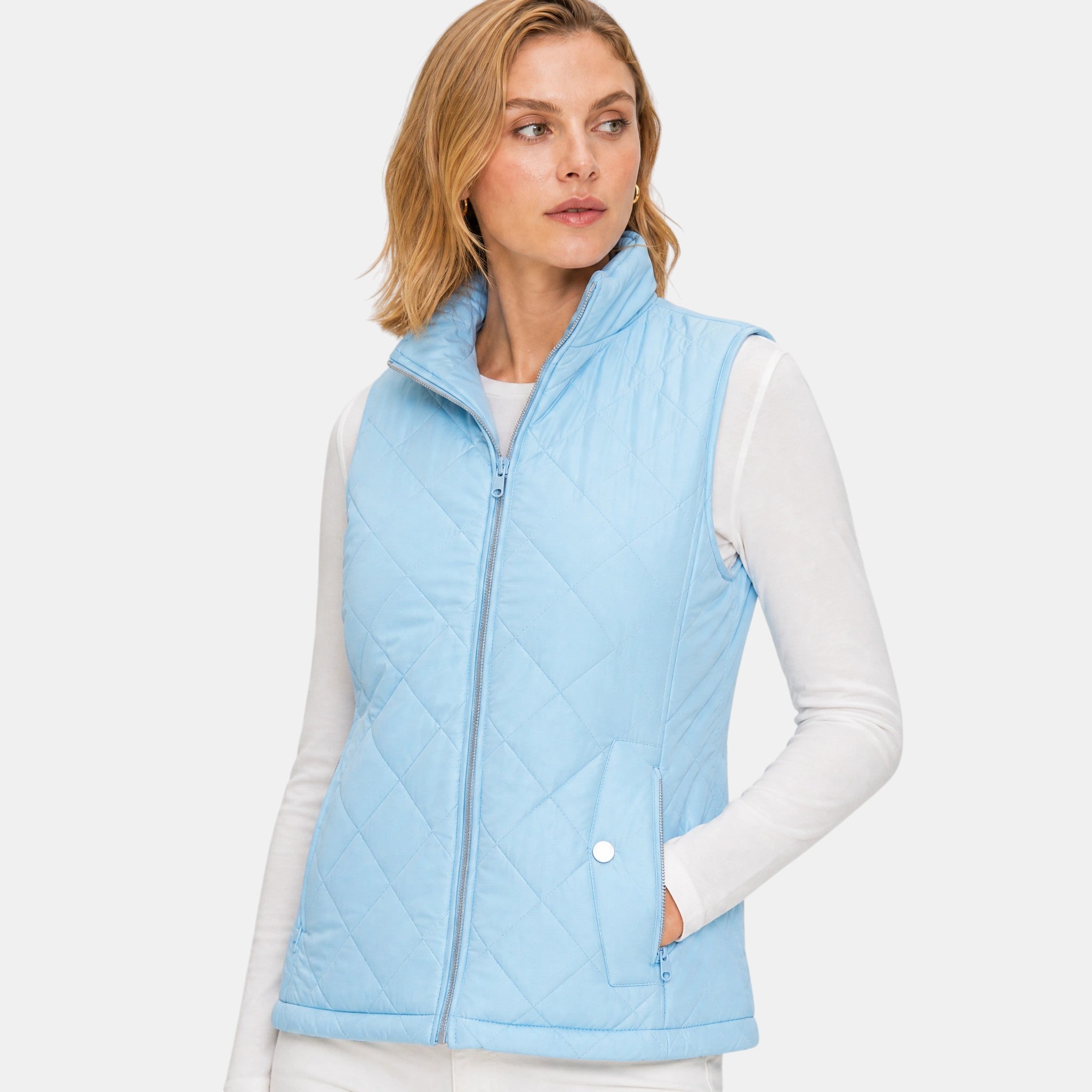 NAJAS | Women's Lightweight Quilted Zip-Up Gilet with Stand Collar