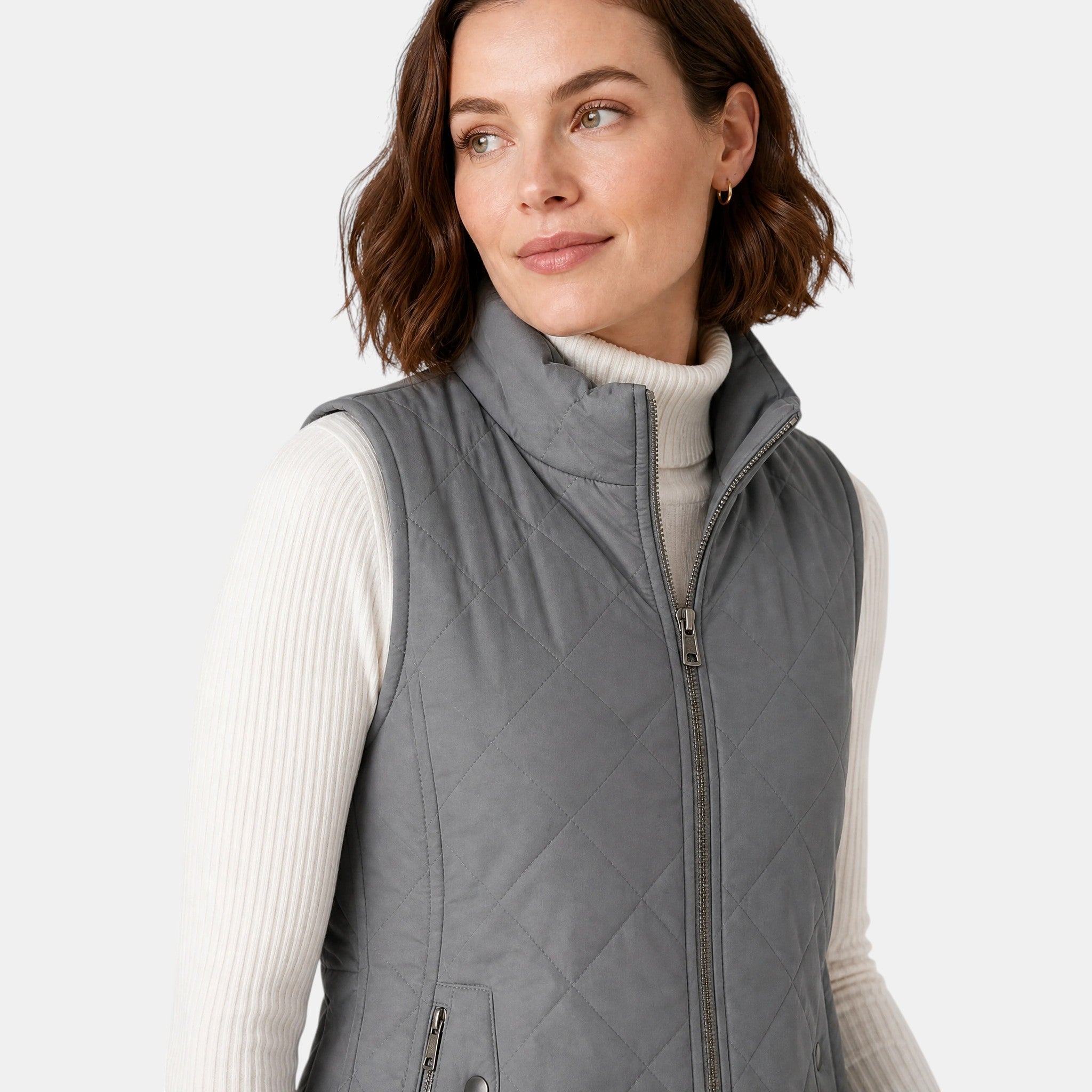 NAJAS | Women's Lightweight Quilted Zip-Up Gilet with Stand Collar