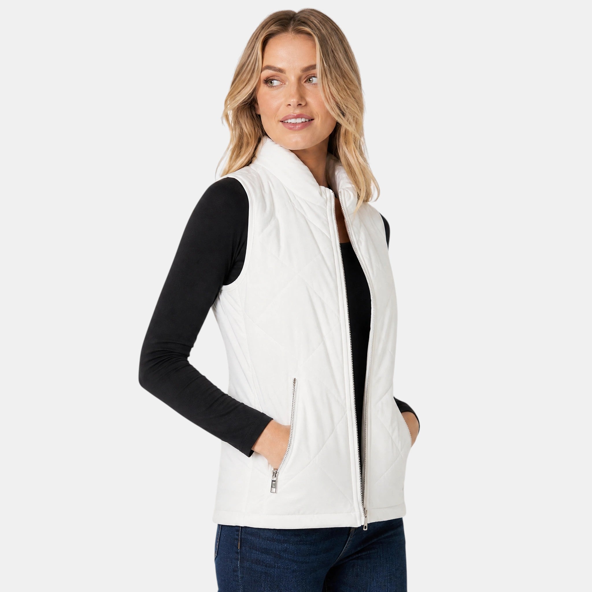 NAJAS | Women's Lightweight Quilted Zip-Up Gilet with Stand Collar