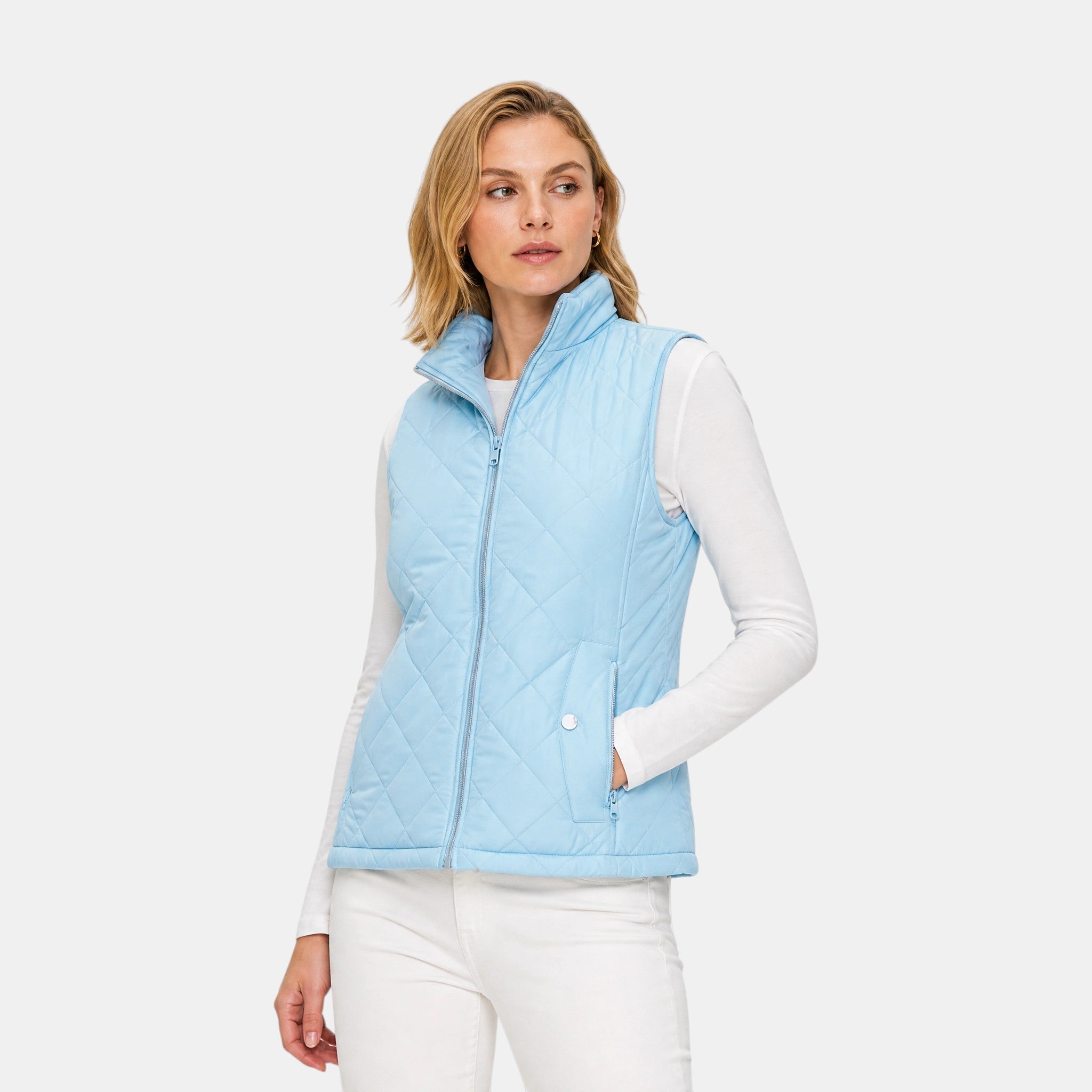 NAJAS | Women's Lightweight Quilted Zip-Up Gilet with Stand Collar
