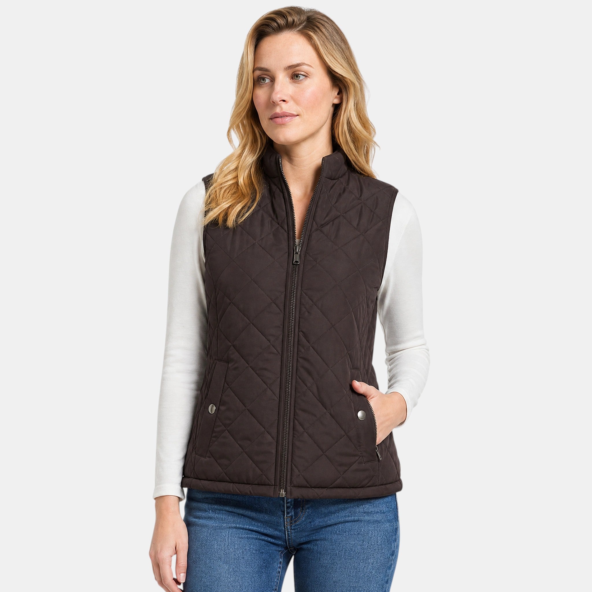 NAJAS | Women's Lightweight Quilted Zip-Up Gilet with Stand Collar