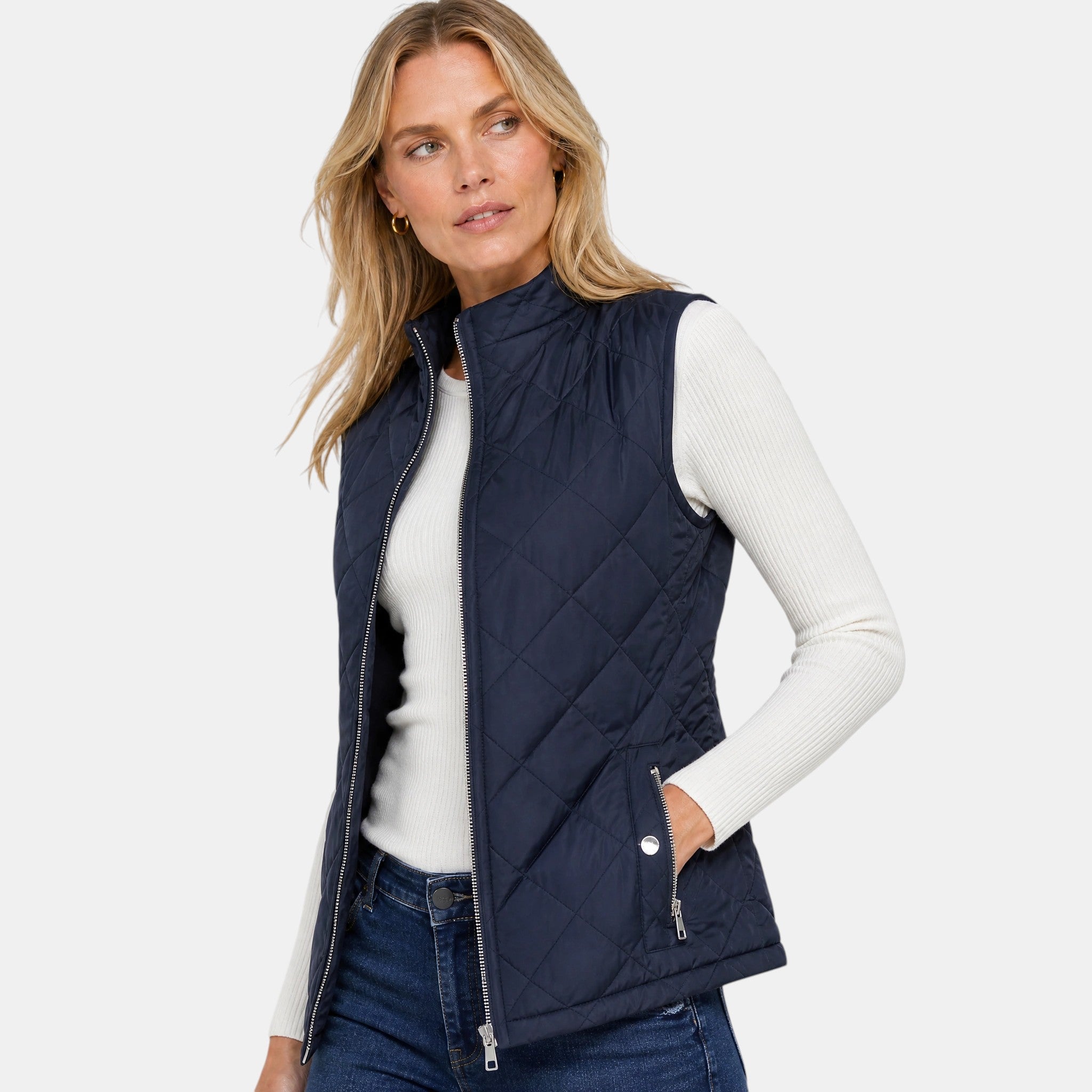 NAJAS | Women's Lightweight Quilted Zip-Up Gilet with Stand Collar