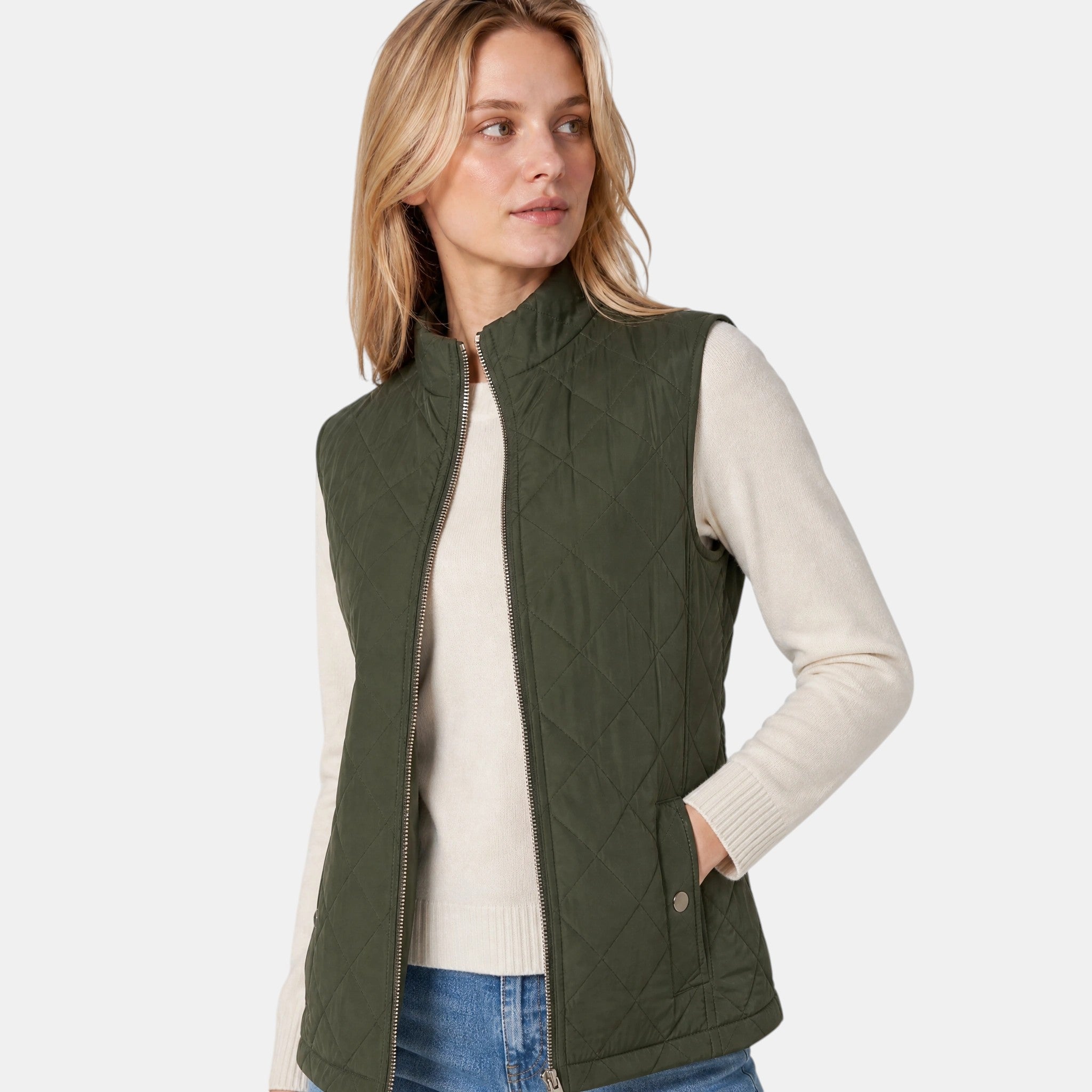 NAJAS | Women's Lightweight Quilted Zip-Up Gilet with Stand Collar
