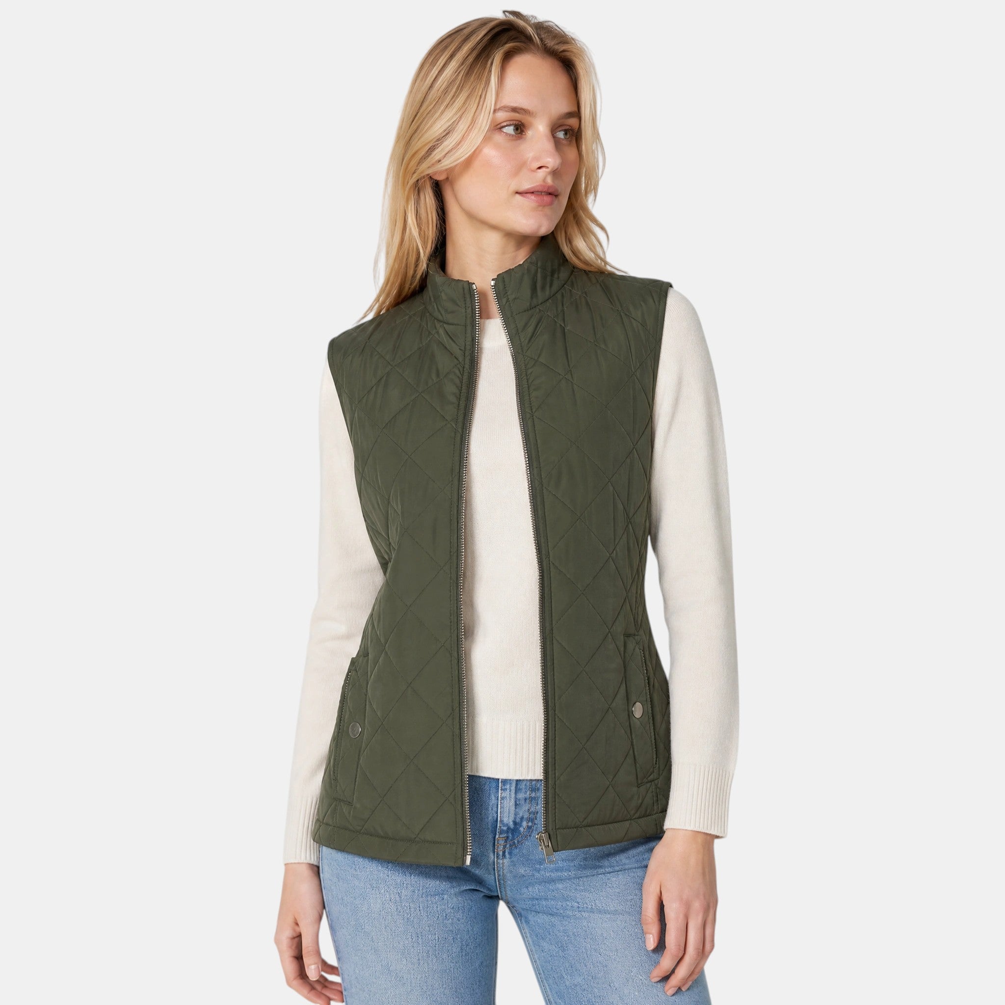 NAJAS | Women's Lightweight Quilted Zip-Up Gilet with Stand Collar