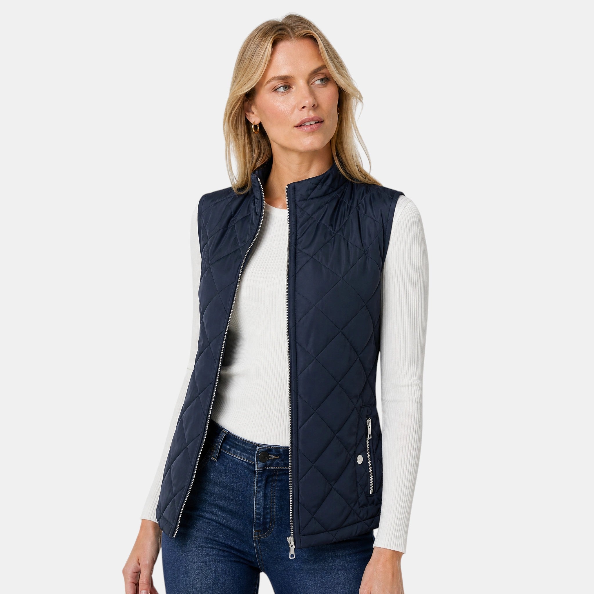NAJAS | Women's Lightweight Quilted Zip-Up Gilet with Stand Collar