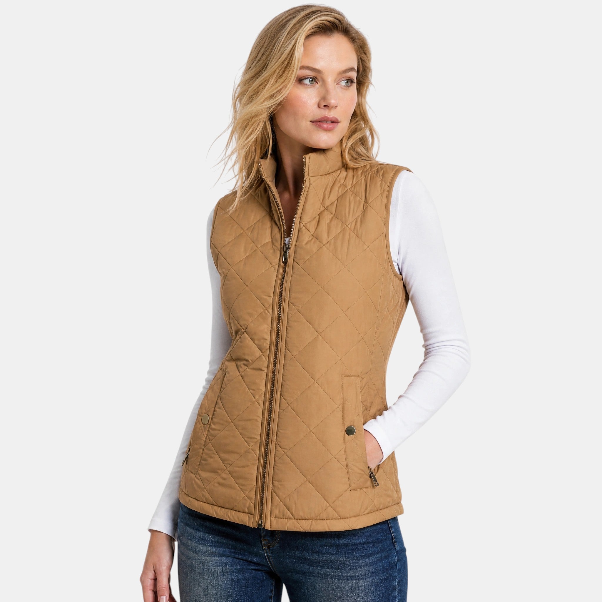 NAJAS | Women's Lightweight Quilted Zip-Up Gilet with Stand Collar
