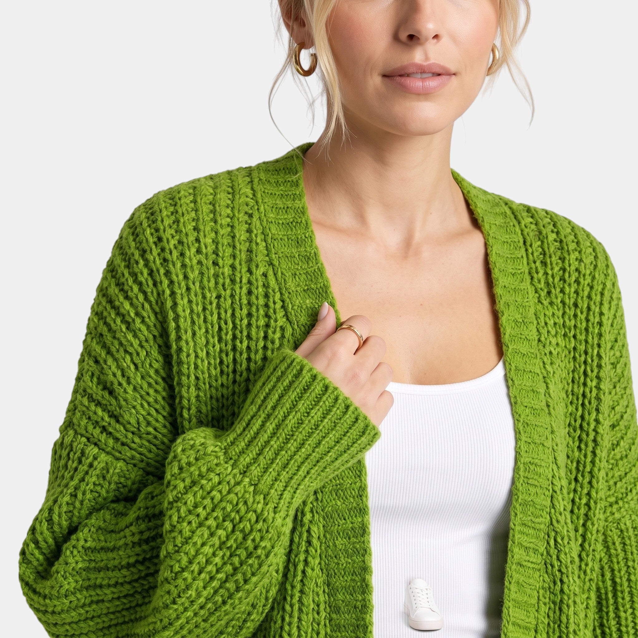 NAJAS | Women's Long Open Front Knit Cardigan with Pockets