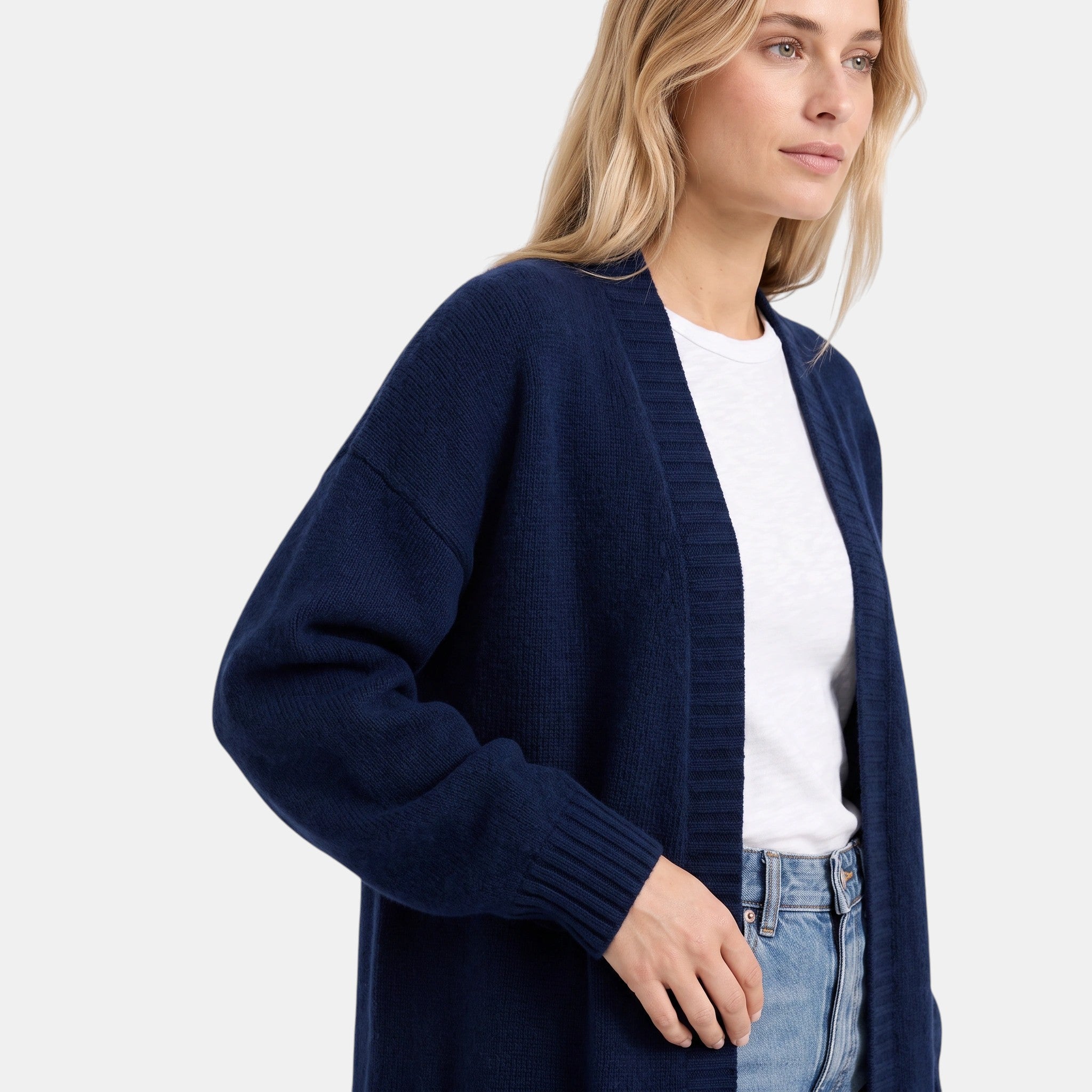 NAJAS | Women's Long Open Front Knit Cardigan with Pockets