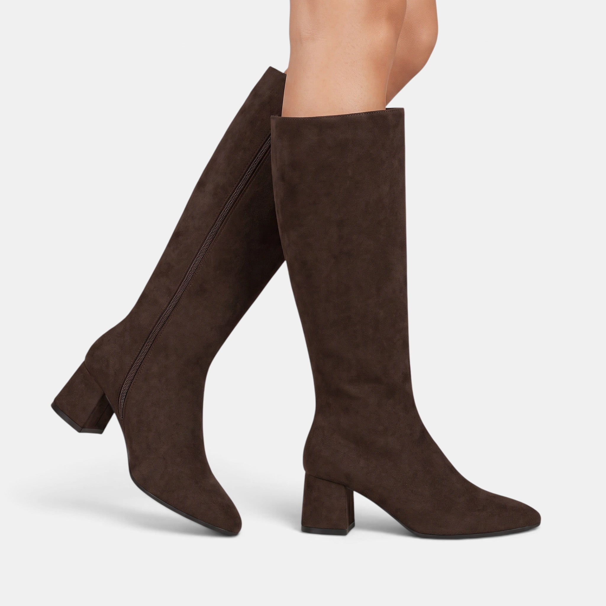NAJAS | Women's Pointed Toe Knee-High Block Heel Boots