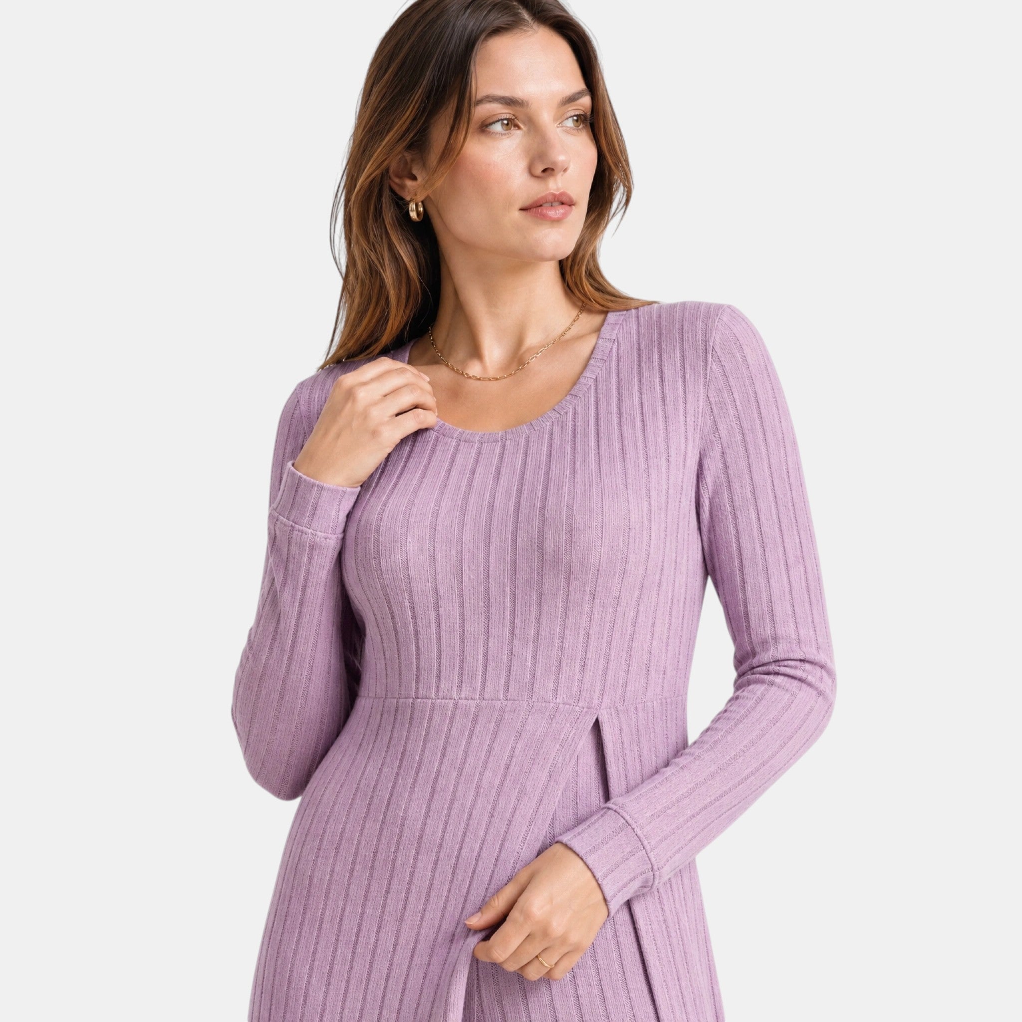NAJAS | Women's Ribbed Knit Lounge Set with Longline Top & Leggings