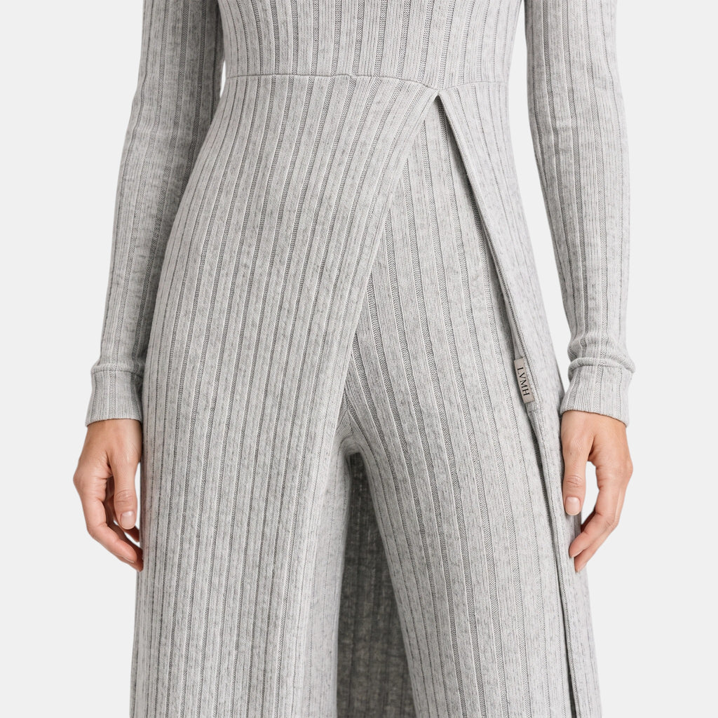 NAJAS | Women's Ribbed Knit Lounge Set with Longline Top & Leggings