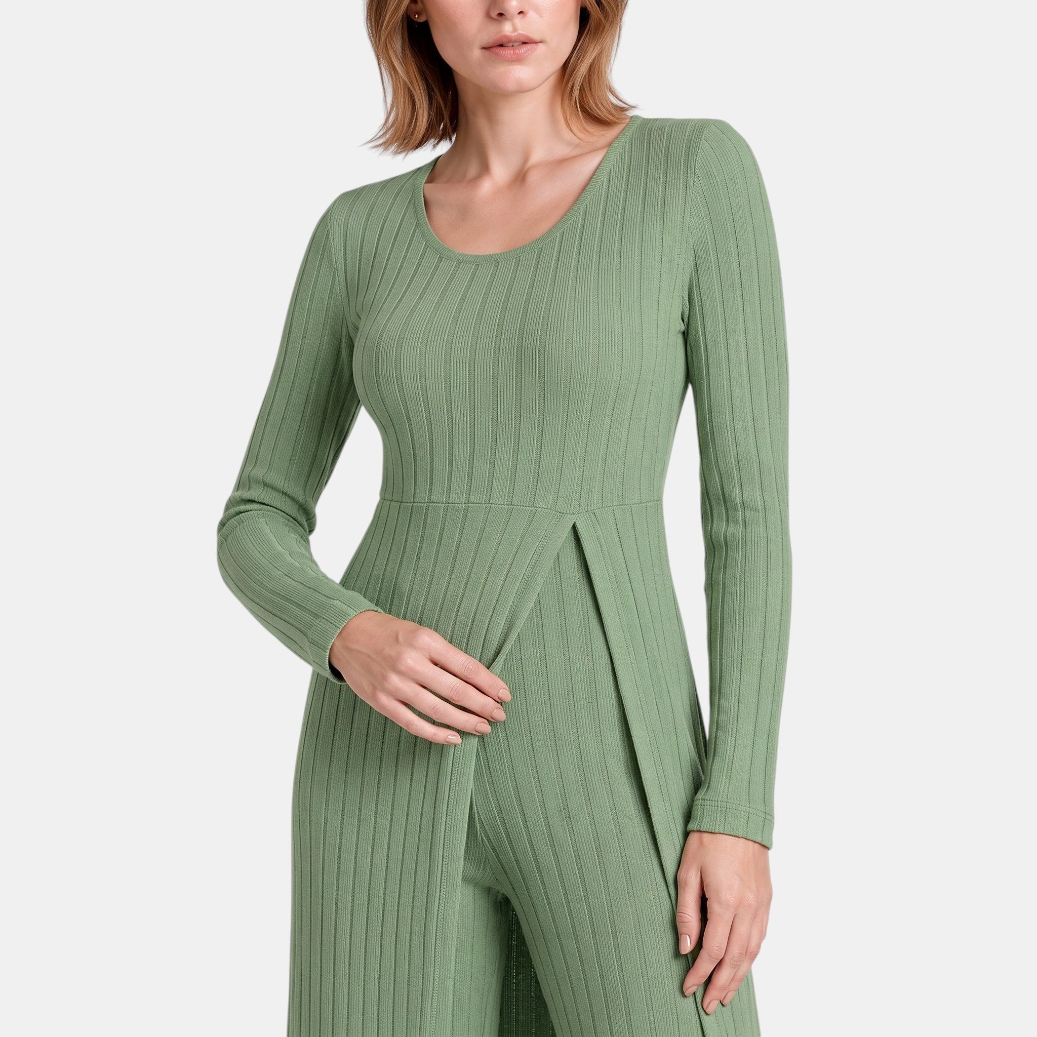 NAJAS | Women's Ribbed Knit Lounge Set with Longline Top & Leggings