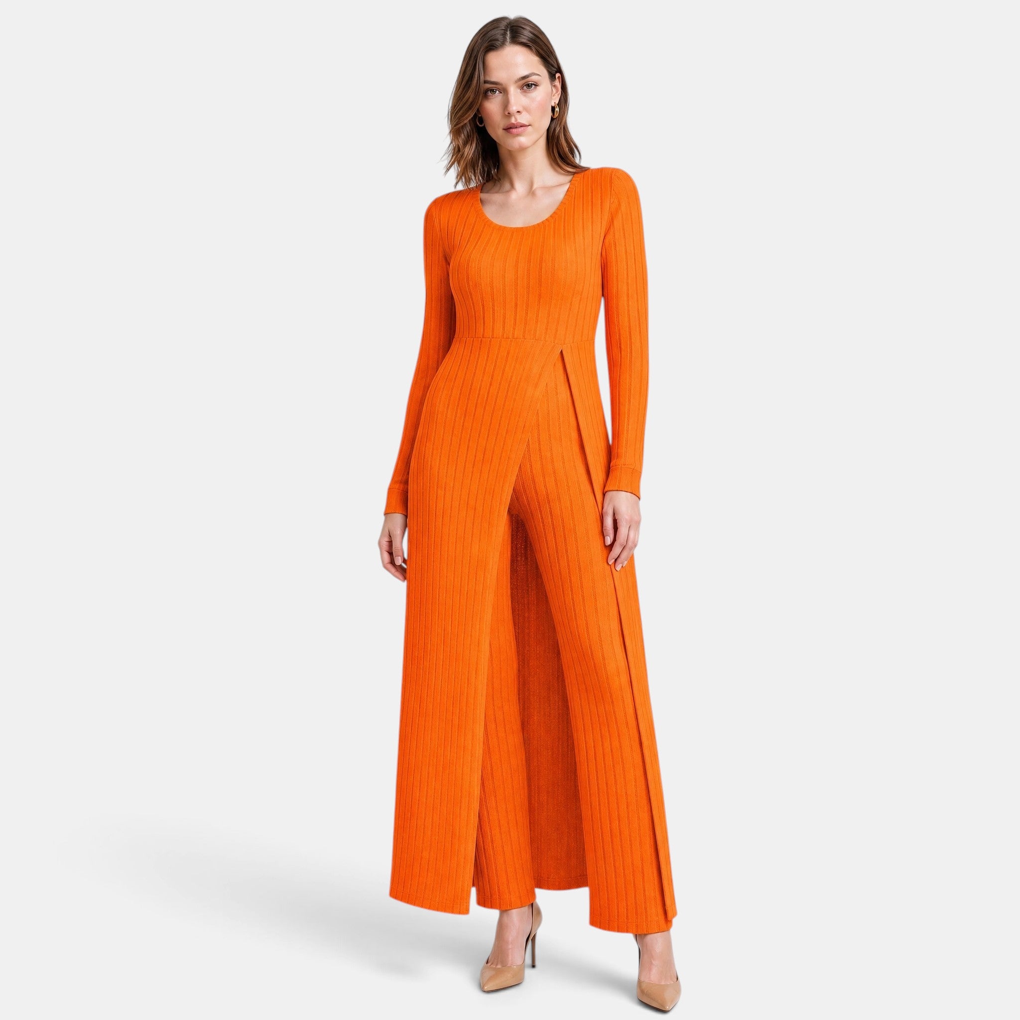 NAJAS | Women's Ribbed Knit Lounge Set with Longline Top & Leggings