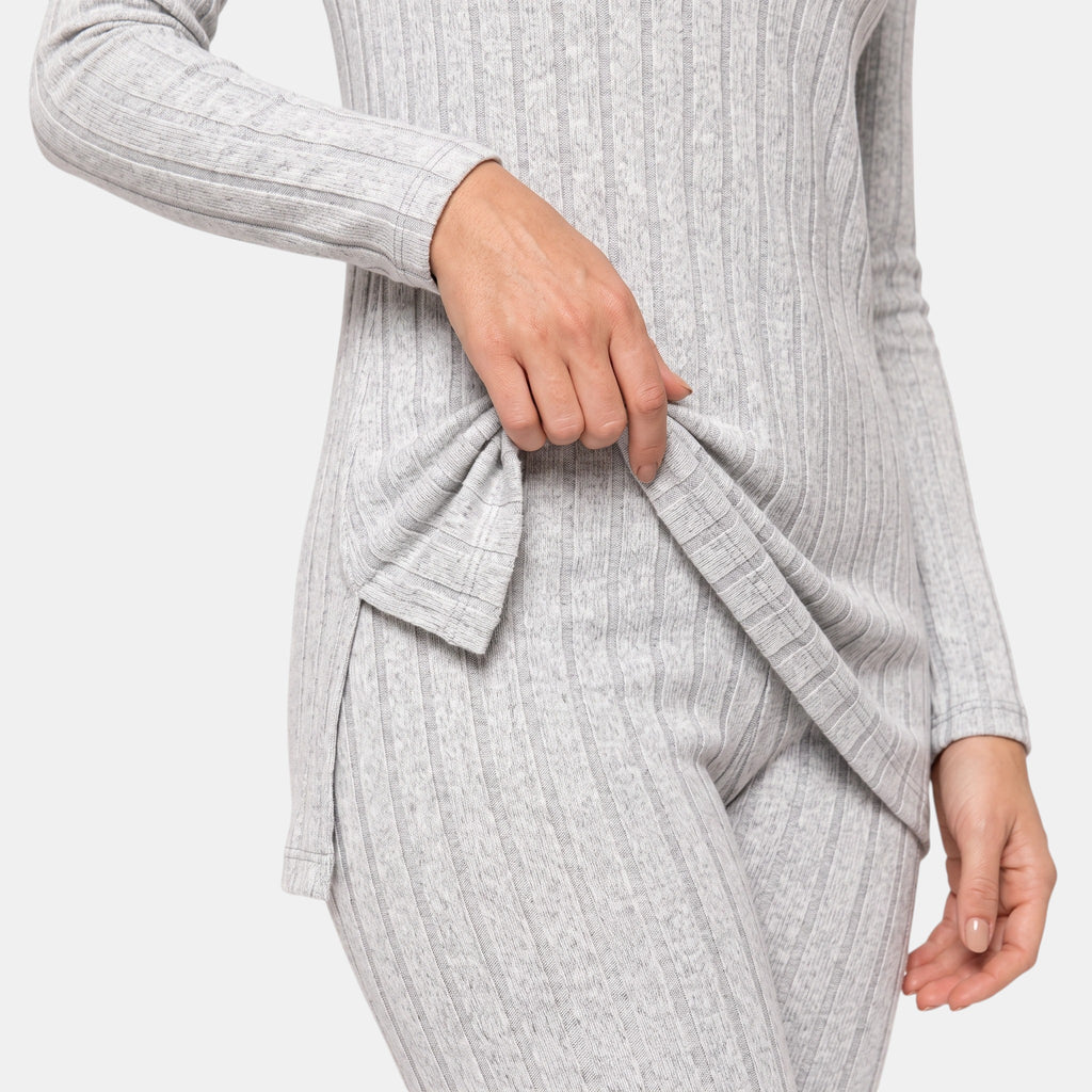 NAJAS | Women's Ribbed Knit Lounge Set with Split Hem Top & Leggings