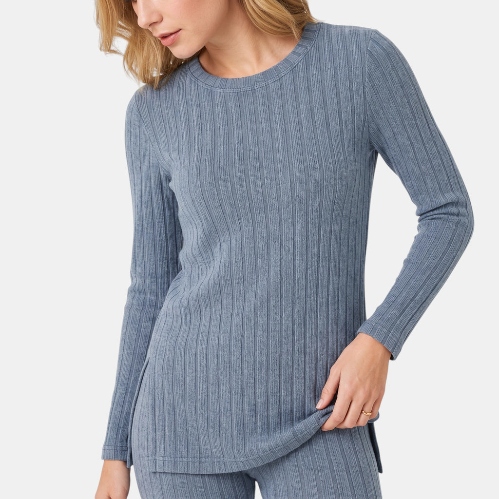 NAJAS | Women's Ribbed Knit Lounge Set with Split Hem Top & Leggings