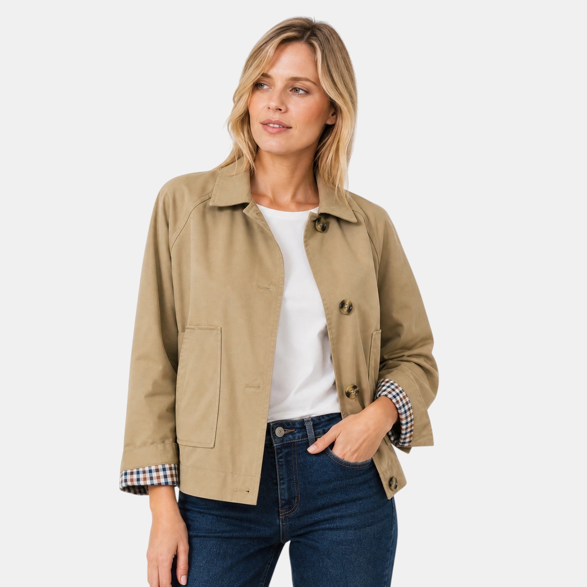 NAJAS | Women's Single Breasted Short Trench Jacket