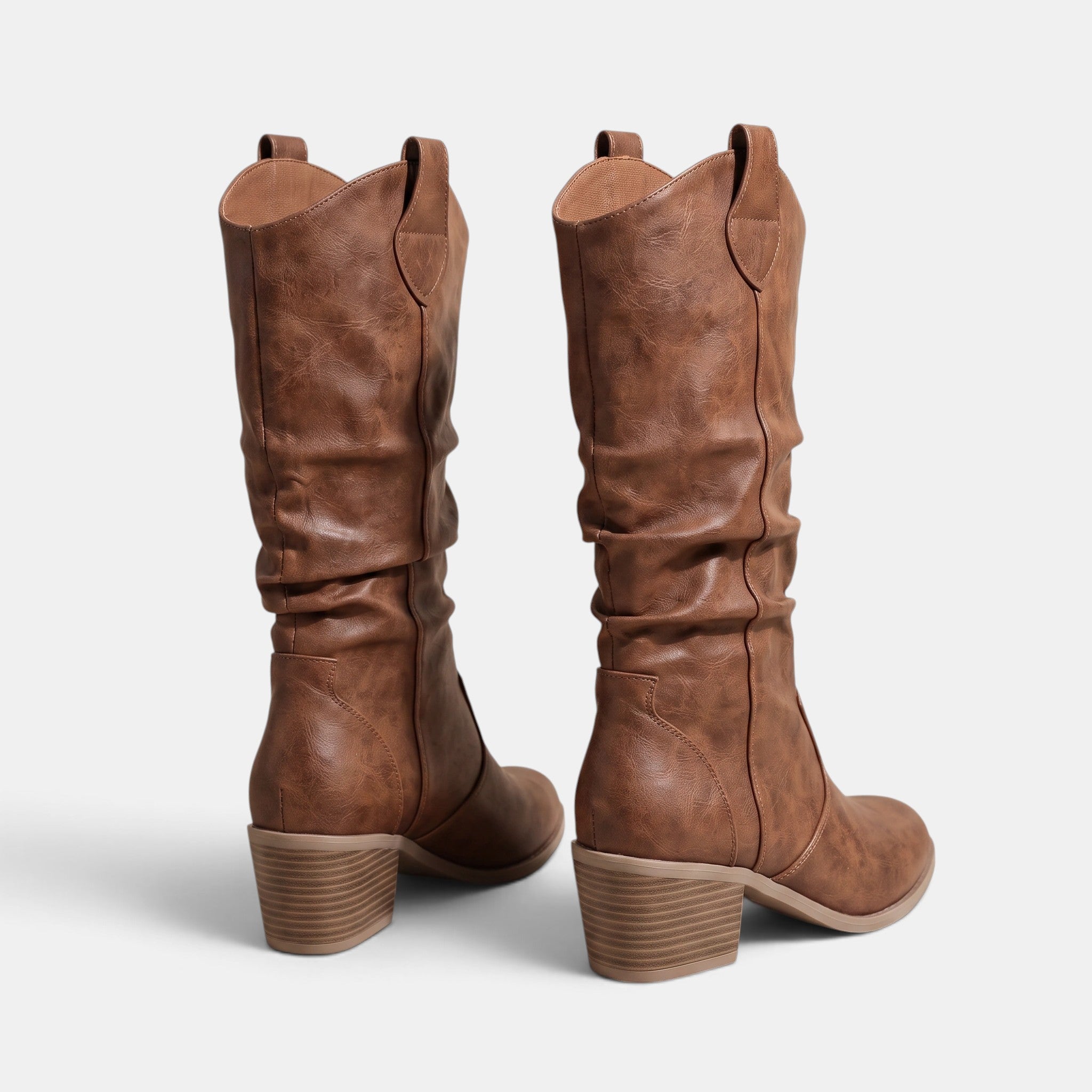 NAJAS | Women's Slouch Western Knee-High Cowboy Boots with Block Heel