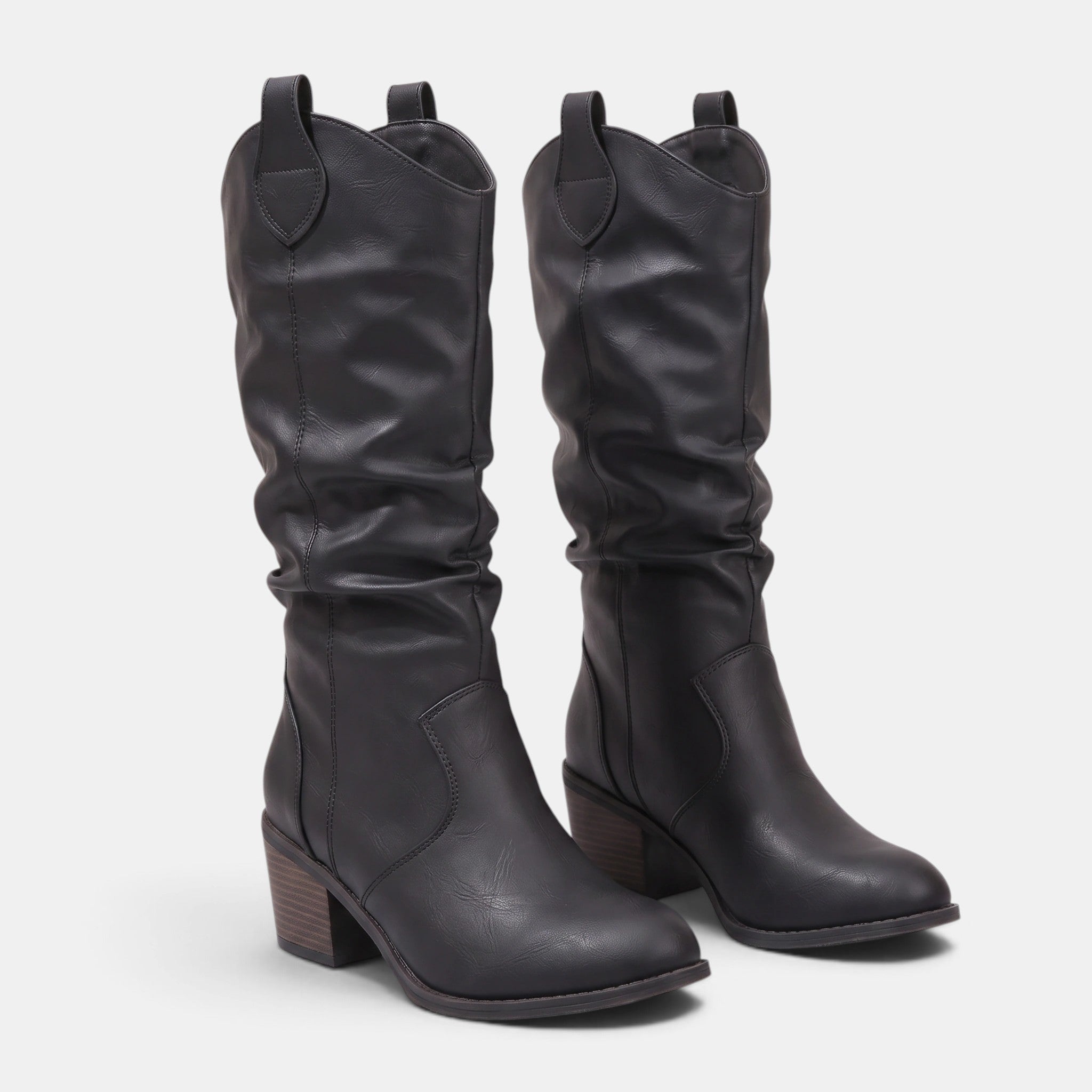 NAJAS | Women's Slouch Western Knee-High Cowboy Boots with Block Heel