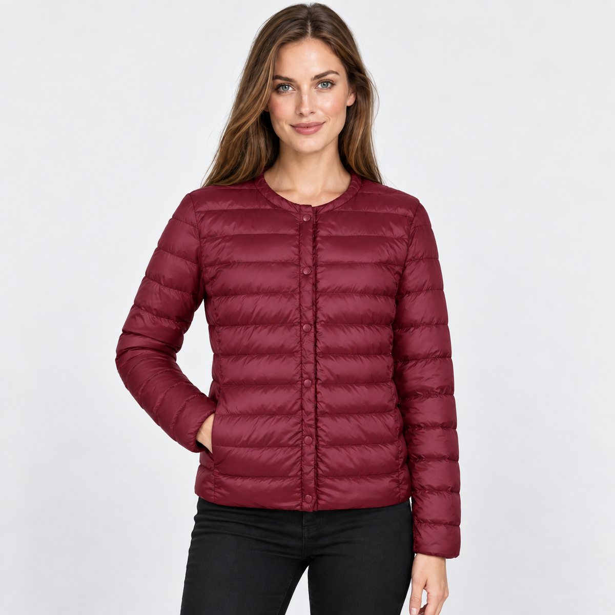 NAJAS | Women’s Down Jacket Lightweight Short Collarless Winter Coat