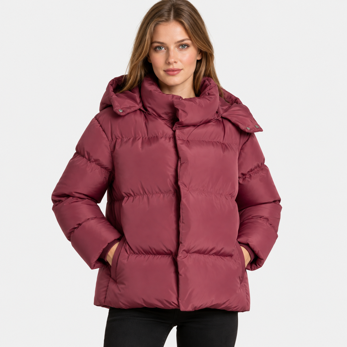 NAJAS | Women's Hooded Cotton Coat Detachable Hood Padded Workwear Jacket