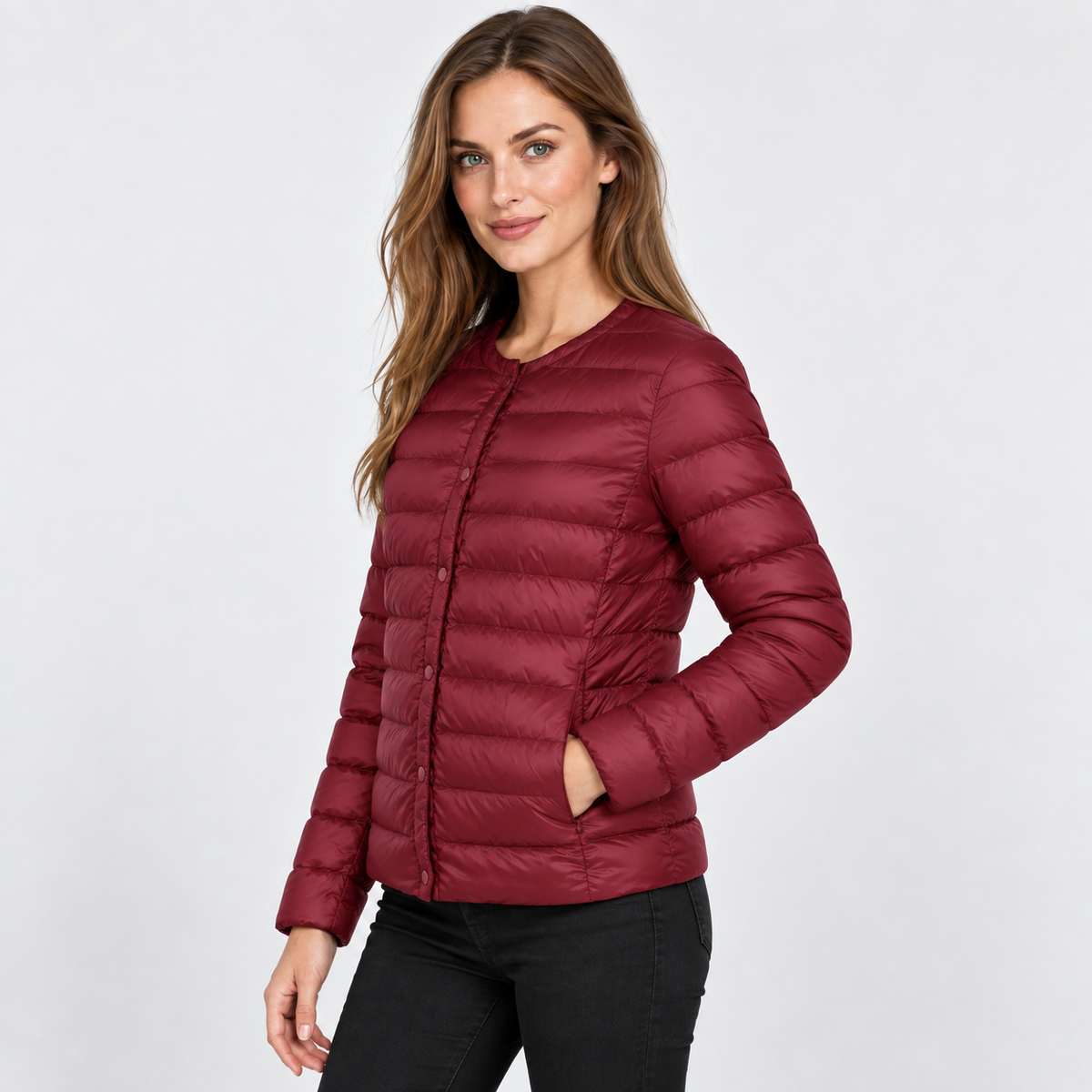 NAJAS | Women’s Down Jacket Lightweight Short Collarless Winter Coat