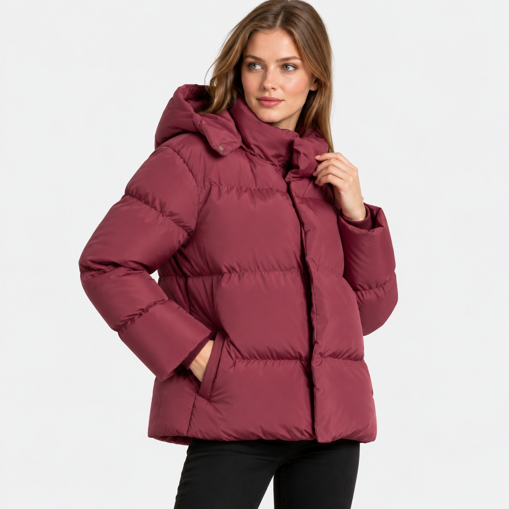 NAJAS | Women's Hooded Cotton Coat Detachable Hood Padded Workwear Jacket