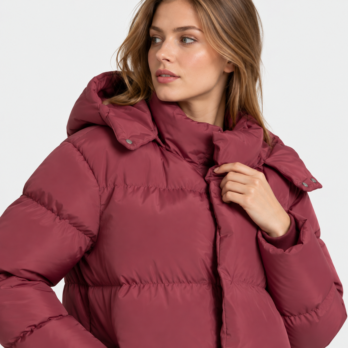 NAJAS | Women's Hooded Cotton Coat Detachable Hood Padded Workwear Jacket
