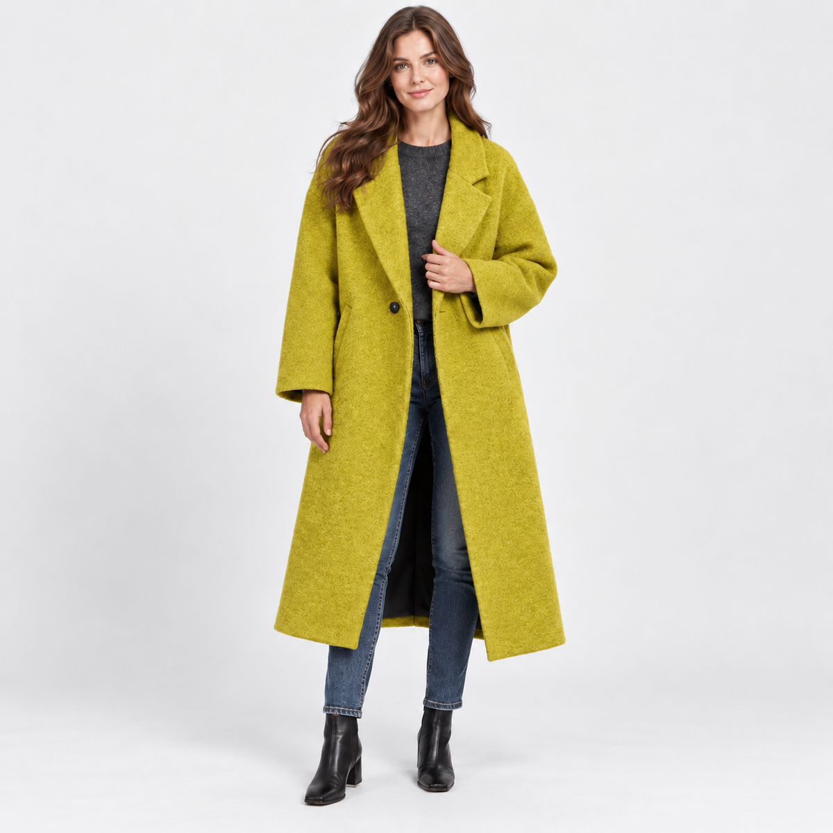NAJAS | Women’s Long Wool Style Overcoat Lapel Winter Coat