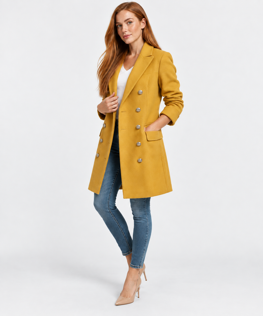NAJAS | Women's Mid Length Trench Coat Slim Fit Elegant Casual Jacket