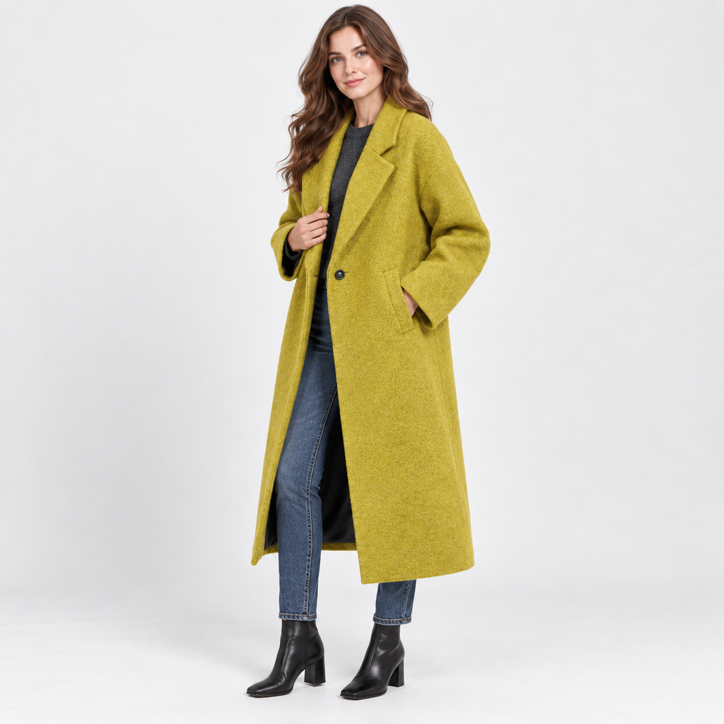 NAJAS | Women’s Long Wool Style Overcoat Lapel Winter Coat