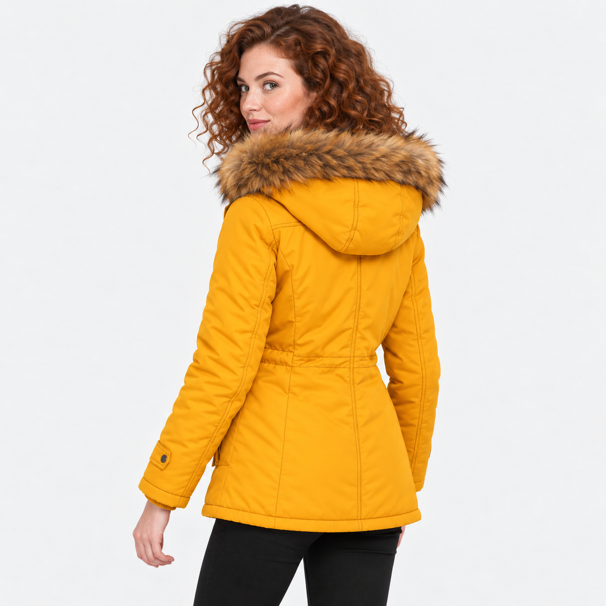 NAJAS | Women's Cotton Parka Jacket Fur Collar Hooded Winter Coat