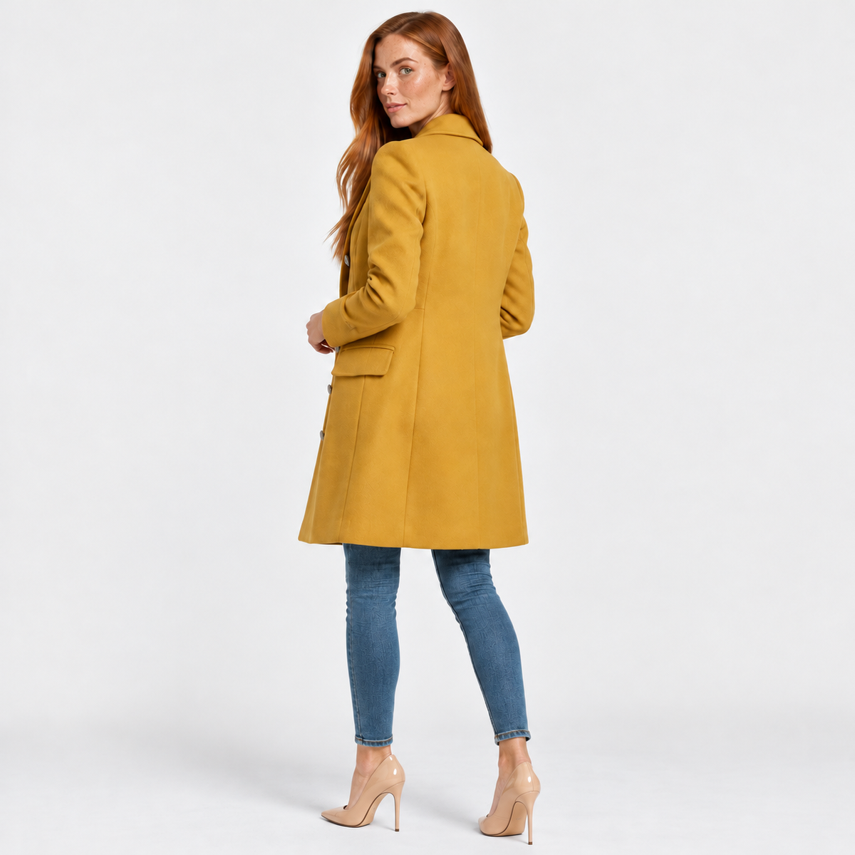 NAJAS | Women's Mid Length Trench Coat Slim Fit Elegant Casual Jacket